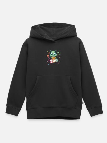 ZOE - Beautiful girl name with cute alien - Kids Premium Organic Hoodie - black