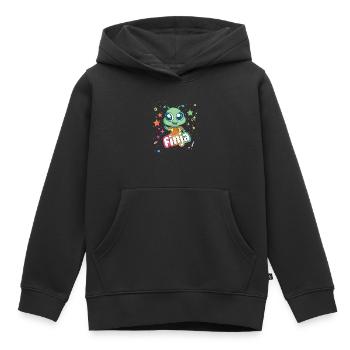 FINJA - Schöner Mädchen Name mit süßem Alien - Kinder Premium Organic Hoodie - Schwarz - Vorne - AI Model Kid Male (0cm)