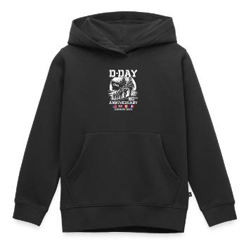 80. Geburtstag der Landung am Strand der Normandie - Kinder Premium Organic Hoodie - Schwarz - Vorne - AI Model Kid Male (0cm)