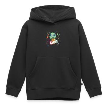 LION - Beautiful boy name with cute alien - Kids Premium Organic Hoodie - black - Front - AI Model Kid Male (0cm)