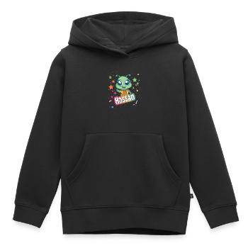 HASSAN - Schöner Junge Name mit süßem Alien - Kinder Premium Organic Hoodie - Schwarz - Vorne - AI Model Kid Male (0cm)