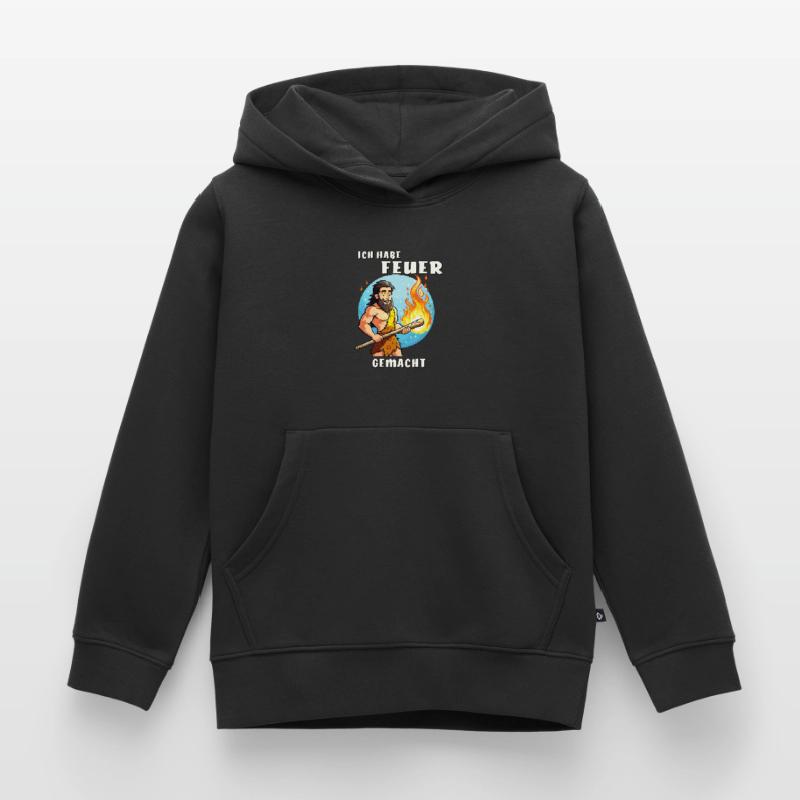 NEANDERTHAL I MADE A FIRE Kids Premium Organic Hoodie