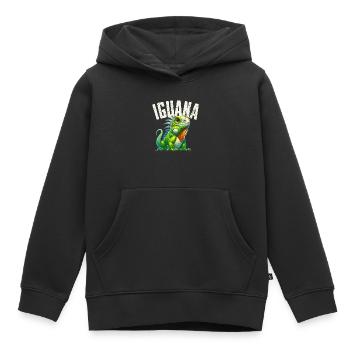 Iguane - Sweat Premium à capuche enfant bio - noir - Devant - AI Model Kid Male (0cm)