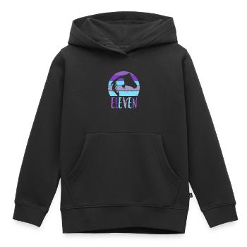Geburtstag 11 Mädchen Pferd Reiten Eleven Stall 11 - Kinder Premium Organic Hoodie - Schwarz - Vorne - AI Model Kid Male (0cm)