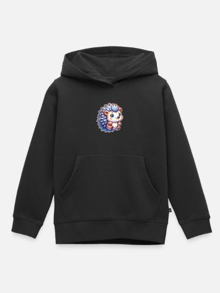 Hérisson - Sweat Premium à capuche enfant bio - noir