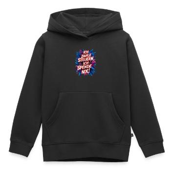 Ich zahle Steuern, ich spende nix! lustiger Spruch - Kinder Premium Organic Hoodie - Schwarz - Vorne - AI Model Kid Male (0cm)