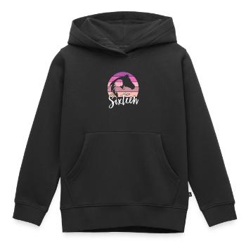 Geburtstag 16 Mädchen Pferd Reiten Stall Sechzehn - Kinder Premium Organic Hoodie - Schwarz - Vorne - AI Model Kid Male (0cm)