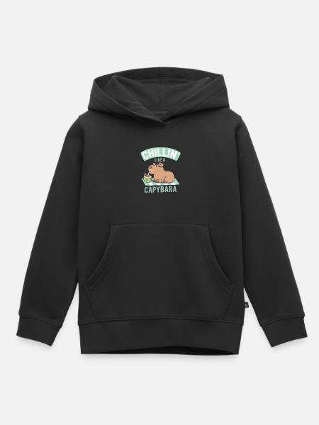 Divertente Chillin Come Un Capibara - Hoodie Premium barn ekologisk - svart