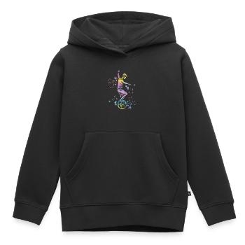 Unicycliste monocycle monocycle - Sweat Premium à capuche enfant bio - noir - Devant - AI Model Kid Male (0cm)