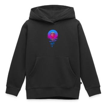 Sunset Strawberry - Kinder Premium Organic Hoodie - Schwarz - Vorne - AI Model Kid Male (0cm)