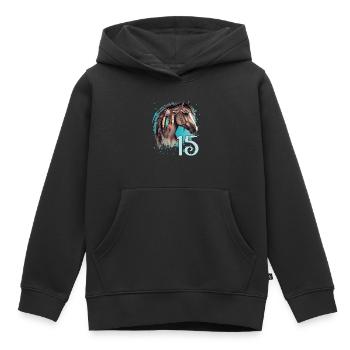 Geburtstag 15 Mädchen Pferd Reiten Stall Fünfzehn - Kinder Premium Organic Hoodie - Schwarz - Vorne - AI Model Kid Male (0cm)
