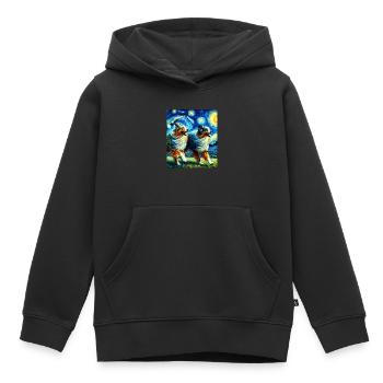 Australian Shepherd Herding Dog Starry Night Painting - Kids Premium Organic Hoodie - black - Front - AI Model Kid Male (0cm)