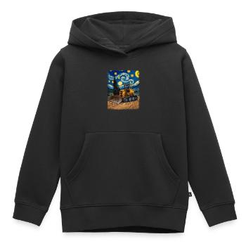 Bulldozer Bauwagen HEO Sternennacht Malerei - Kinder Premium Organic Hoodie - Schwarz - Vorne - AI Model Kid Male (0cm)