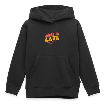 Sorry I m late - Sweat Premium à capuche enfant bio - noir - Devant - AI Model Kid Male (0cm)