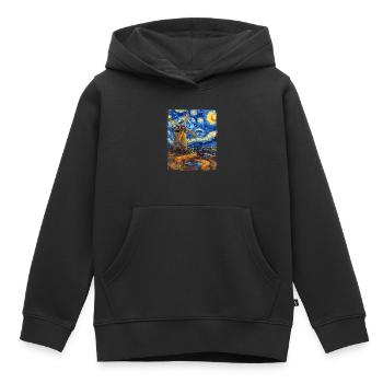 Éolienne Éolienne Peinture Nuit Étoilée - Sweat Premium à capuche enfant bio - noir - Devant - AI Model Kid Male (0cm)