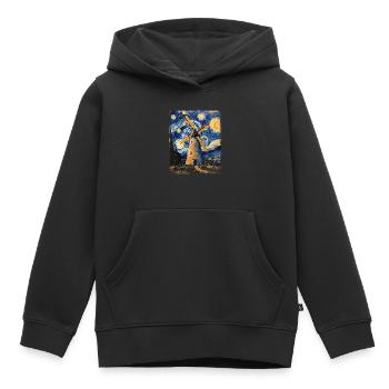 Éolienne Éolienne Peinture Nuit Étoilée - Sweat Premium à capuche enfant bio - noir - Devant - AI Model Kid Male (0cm)