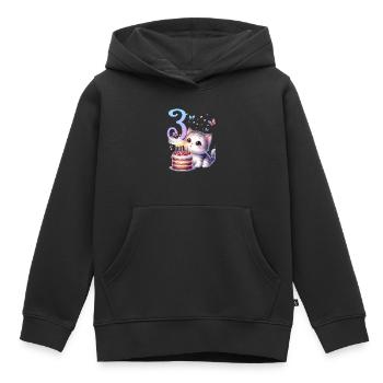 Geburtstag 3 Mädchen Birthday Girl Katze Drei 3 Ja - Kinder Premium Organic Hoodie - Schwarz - Vorne - AI Model Kid Male (0cm)