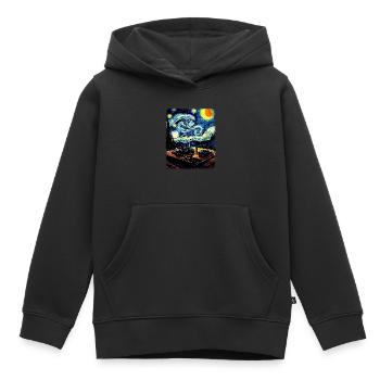 Dj Disc Jockey Plattenspieler Sternennacht Malerei - Kinder Premium Organic Hoodie - Schwarz - Vorne - AI Model Kid Male (0cm)