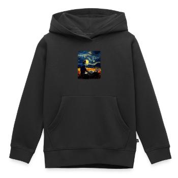Disc Jockey Lecteur de musique DJ Turntable Stars - Sweat Premium à capuche enfant bio - noir - Devant - AI Model Kid Male (0cm)