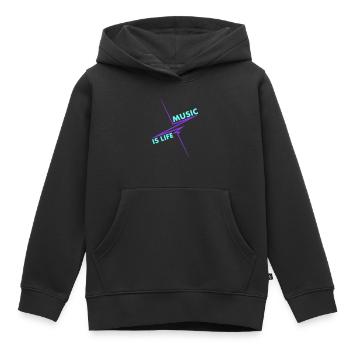 Music is Life Puls Herzschlag Musik Frequenz Text - Kinder Premium Organic Hoodie - Schwarz - Vorne - AI Model Kid Male (0cm)