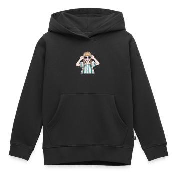 Cooles Mädchen Mit Sonnenbrille Und Zöpfen - Kinder Premium Organic Hoodie - Schwarz - Vorne - AI Model Kid Male (0cm)