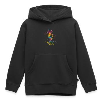 Unicycliste monocycle monocycle - Sweat Premium à capuche enfant bio - noir - Devant - AI Model Kid Male (0cm)