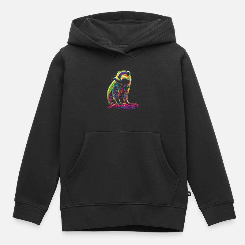 Miel Blaireau Ratel Popart - Sweat Premium à capuche enfant bio - noir
