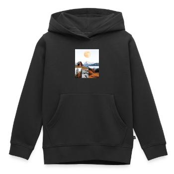 Hutte. - Sweat Premium à capuche enfant bio - noir - Devant - AI Model Kid Male (0cm)