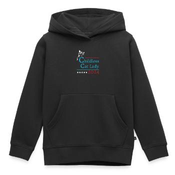 "Kinderlose Katzendame" Kamala Harris 2024 - Kinder Premium Organic Hoodie - Schwarz - Vorne - AI Model Kid Male (0cm)