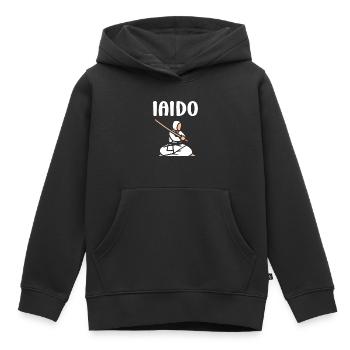 iaido - Sweat Premium à capuche enfant bio - noir - Devant - AI Model Kid Male (0cm)