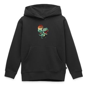 T-Rex Tyrannosaurus 8 ans 8e anniversaire Cadeau - Sweat Premium à capuche enfant bio - noir - Devant - AI Model Kid Male (0cm)