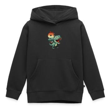 T-Rex Tyrannosaurus 9 ans 9e anniversaire - Sweat Premium à capuche enfant bio - noir - Devant - AI Model Kid Male (0cm)
