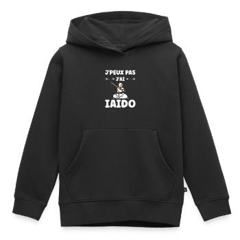 iaido - Sweat Premium à capuche enfant bio - noir - Devant - AI Model Kid Male (0cm)