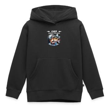 LA CARPE REINE DE L’ÉTANG - Sweat Premium à capuche enfant bio - noir - Devant - AI Model Kid Male (0cm)