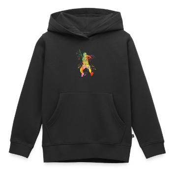 Lancer de javelot Colorsplash Lancer de javelot - Sweat Premium à capuche enfant bio - noir - Devant - AI Model Kid Male (0cm)