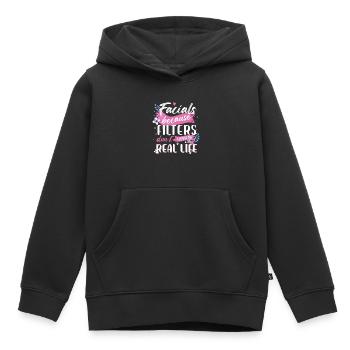 Facials Because Filters Don't Work In Real Life - Kinder Premium Organic Hoodie - Schwarz - Vorne - AI Model Kid Male (0cm)