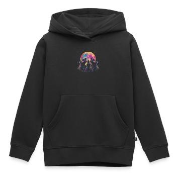 Miel Blaireau Ratel Lune Hurlante - Sweat Premium à capuche enfant bio - noir - Devant - AI Model Kid Male (0cm)