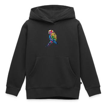 Perruche, Perruche, Perruche, Perroquet, Popart - Sweat Premium à capuche enfant bio - noir - Devant - AI Model Kid Male (0cm)