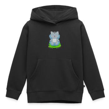 Katze Sessel - Kinder Premium Organic Hoodie - Schwarz - Vorne - AI Model Kid Male (0cm)