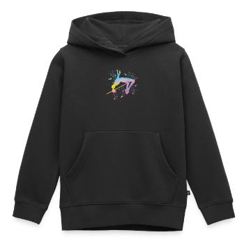 Saut en hauteur Aquarelle Saut en hauteur - Sweat Premium à capuche enfant bio - noir - Devant - AI Model Kid Male (0cm)