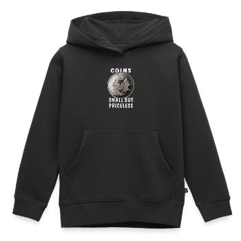 COINS SMALL BUT PRICELESS - Kinder Premium Organic Hoodie - Schwarz - Vorne - AI Model Kid Male (0cm)