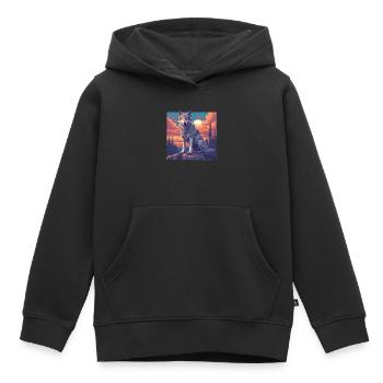 Loups Loup - Sweat Premium à capuche enfant bio - noir - Devant - AI Model Kid Male (0cm)