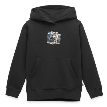 Loups Loup - Sweat Premium à capuche enfant bio - noir - Devant - AI Model Kid Male (0cm)