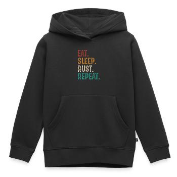 essen schlafen rost wiederholen - Kinder Premium Organic Hoodie - Schwarz - Vorne - AI Model Kid Male (0cm)
