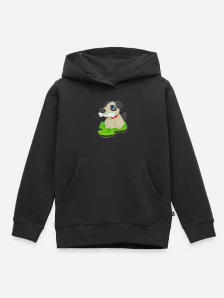 Hund Knochen - Kinder Premium Organic Hoodie - Schwarz