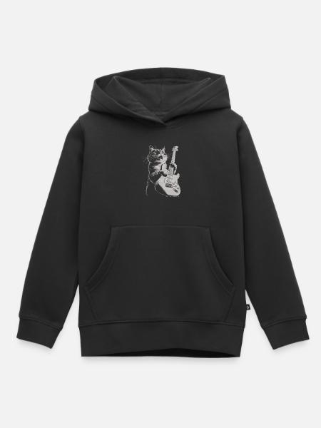 Coole Katze Gitarre Rock Band Musik - Kinder Premium Organic Hoodie - Schwarz