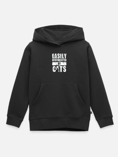 Leicht Ablenkbar Durch Katzen - Kinder Premium Organic Hoodie - Schwarz