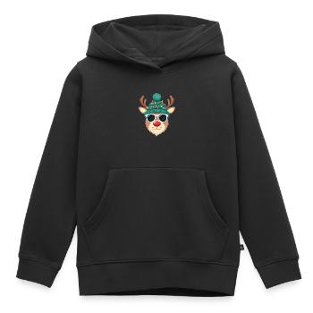 Weihnachts Rentier mit roter Nase - Kinder Premium Organic Hoodie - Schwarz - Vorne - AI Model Kid Male (0cm)