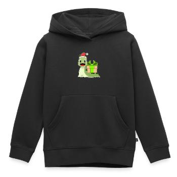 Paquet de Noël Escargot - Sweat Premium à capuche enfant bio - noir - Devant - AI Model Kid Male (0cm)