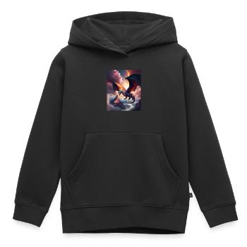 Dragon volant au-dessus des montagnes - Sweat Premium à capuche enfant bio - noir - Devant - AI Model Kid Male (0cm)